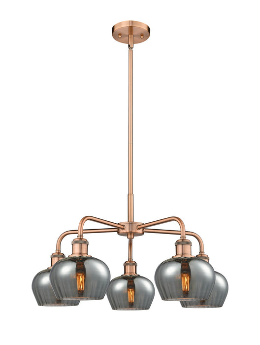 Innovations 516-5CR-AC-G93 Five Light Chandelier, Antique Copper