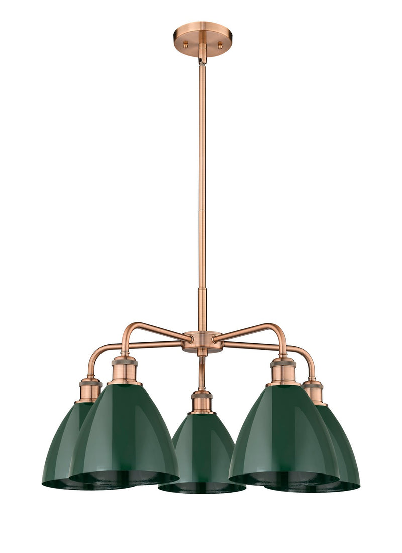 Innovations 516-5CR-AC-MBD-75-GR Five Light Chandelier, Antique Copper
