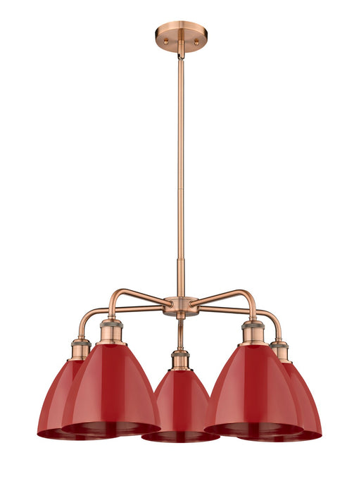 Innovations 516-5CR-AC-MBD-75-RD Five Light Chandelier, Antique Copper