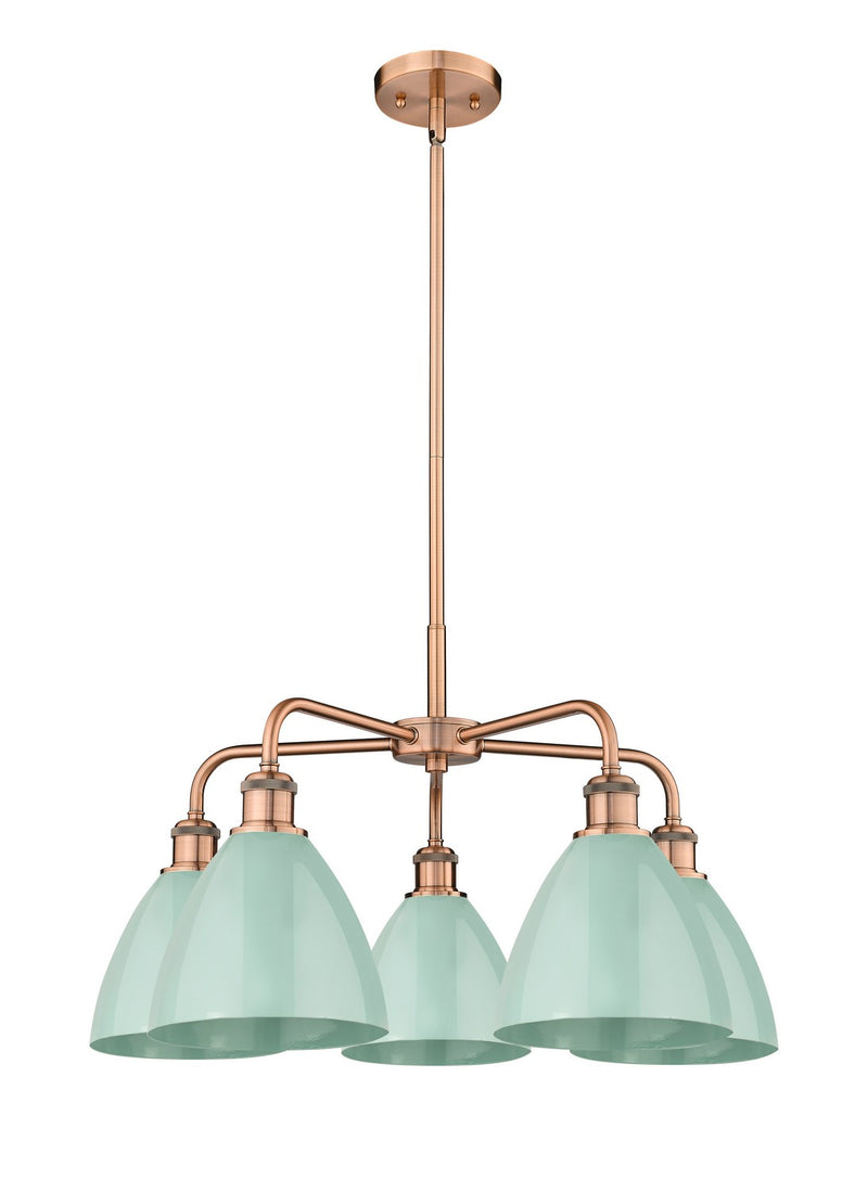 Innovations 516-5CR-AC-MBD-75-SF Five Light Chandelier, Antique Copper