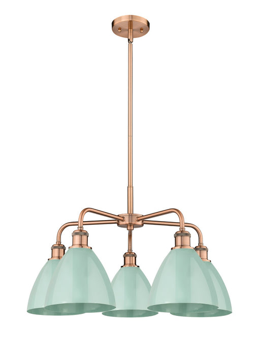 Innovations 516-5CR-AC-MBD-75-SF Five Light Chandelier, Antique Copper