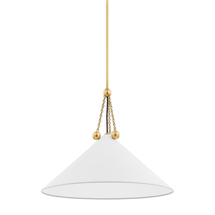 Mitzi H784701L-AGB/SWH One Light Pendant, Aged Brass/Soft White