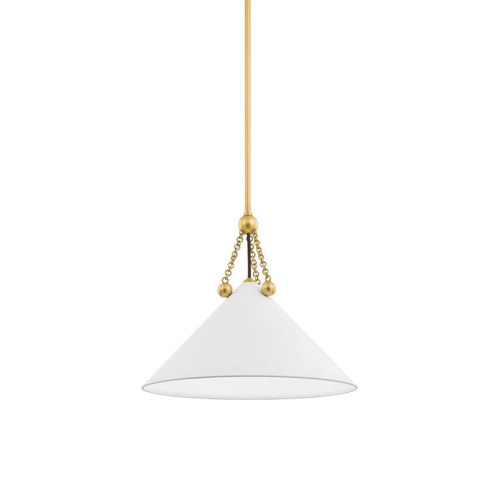 Mitzi H784701S-AGB/SWH One Light Pendant, Aged Brass/Soft White