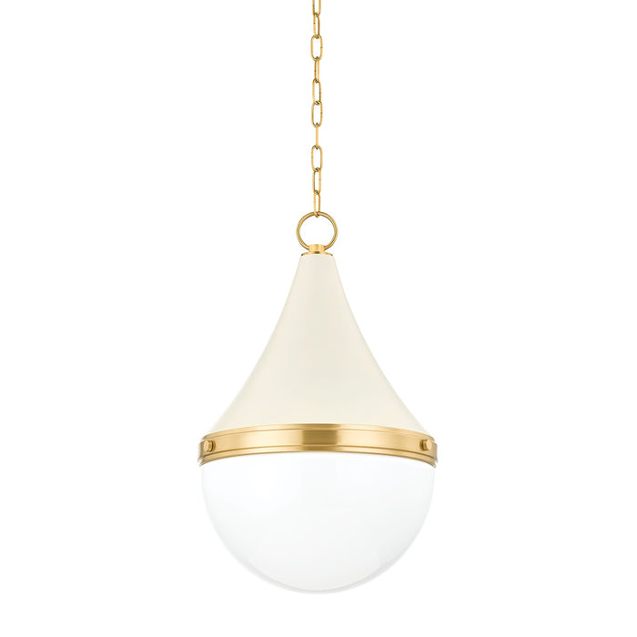 Mitzi H787701L-AGB/SCR One Light Pendant, Aged Brass/Soft Cream