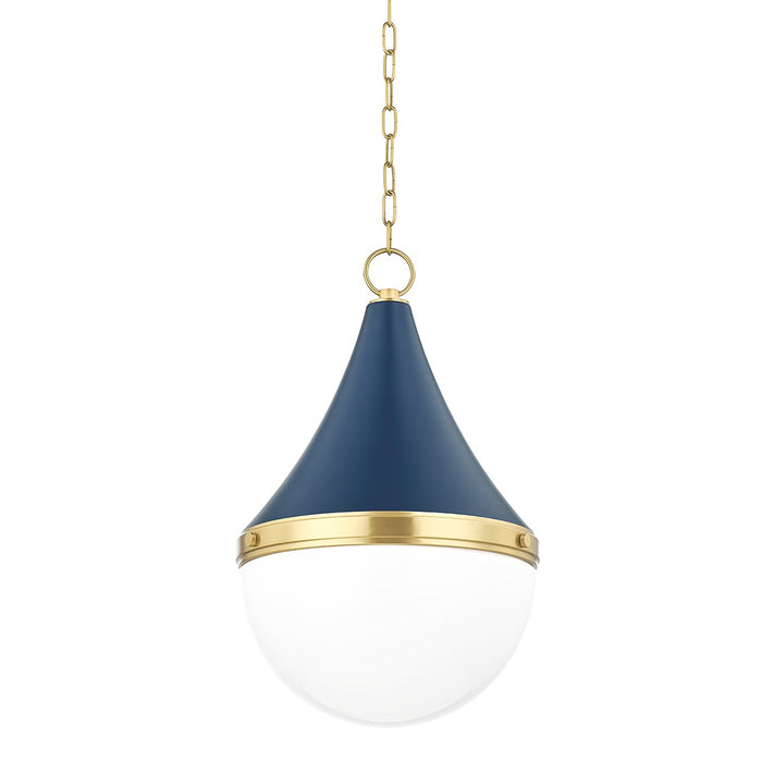 Mitzi H787701L-AGB/SNY One Light Pendant, Aged Brass/Soft Navy