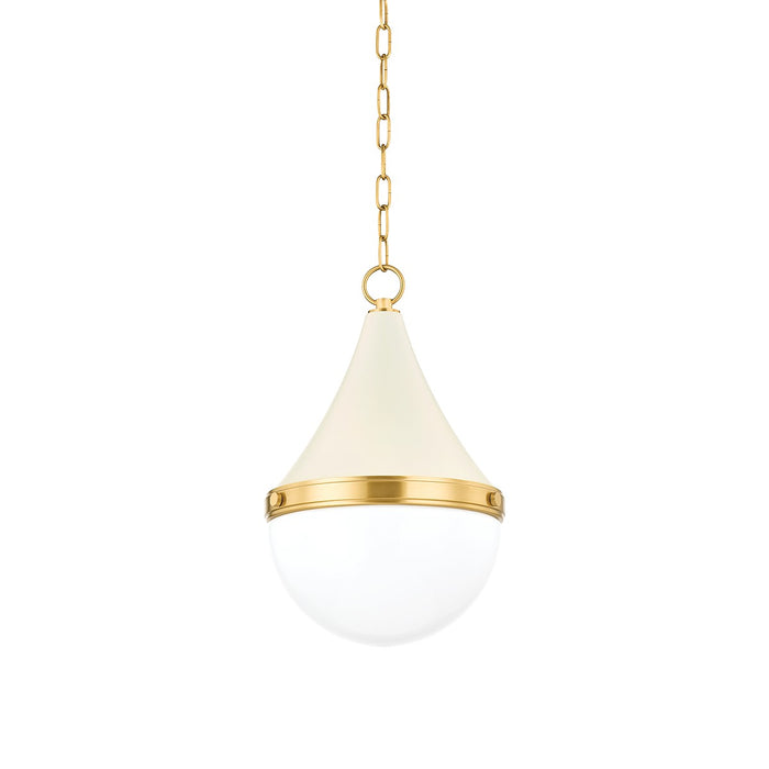Mitzi H787701S-AGB/SCR One Light Pendant, Aged Brass/Soft Cream