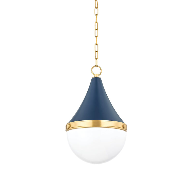 Mitzi H787701S-AGB/SNY One Light Pendant, Aged Brass/Soft Navy