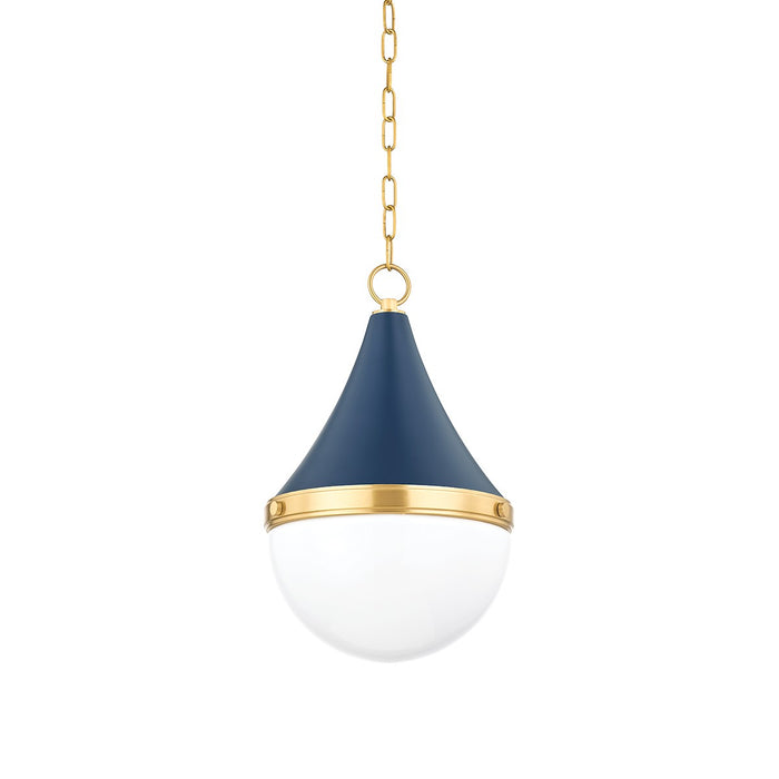 Mitzi H787701S-AGB/SNY One Light Pendant, Aged Brass/Soft Navy