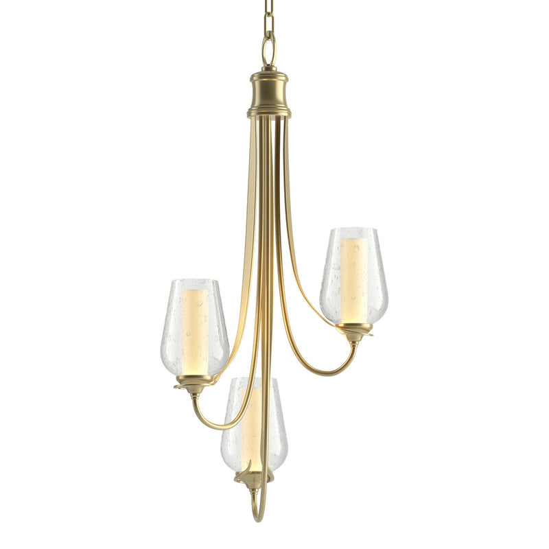 Hubbardton Forge 103033-SKT-86-ZS0354 Three Light Chandelier, Modern Brass