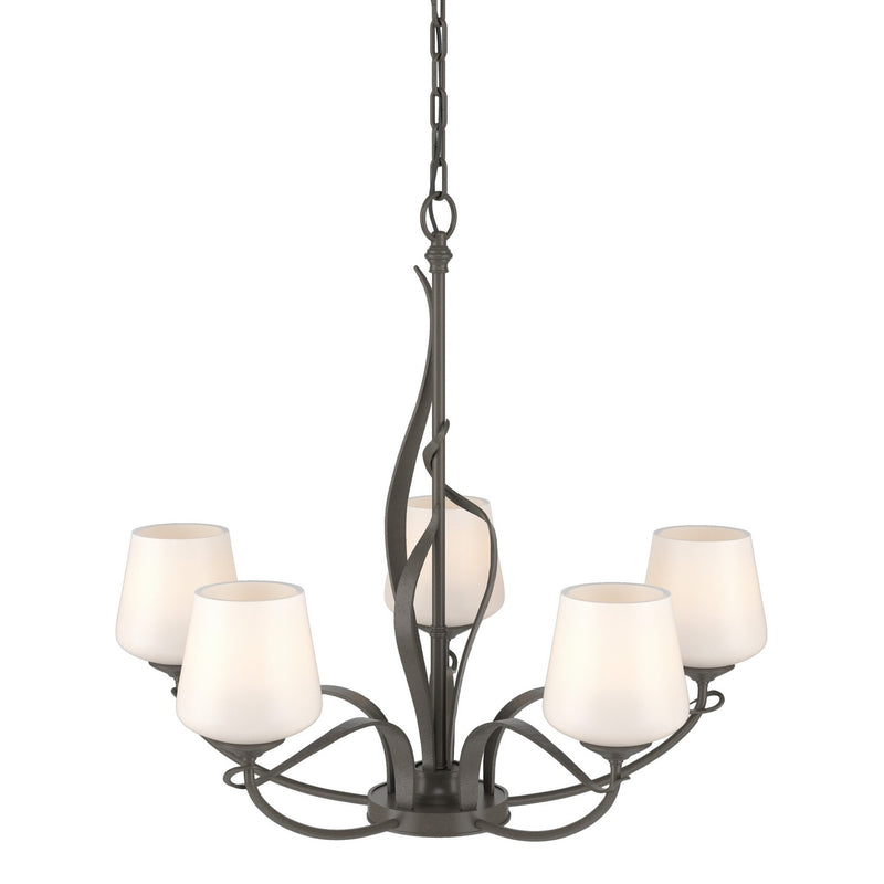 Hubbardton Forge 103040-SKT-07-GG0236 Five Light Chandelier, Dark Smoke