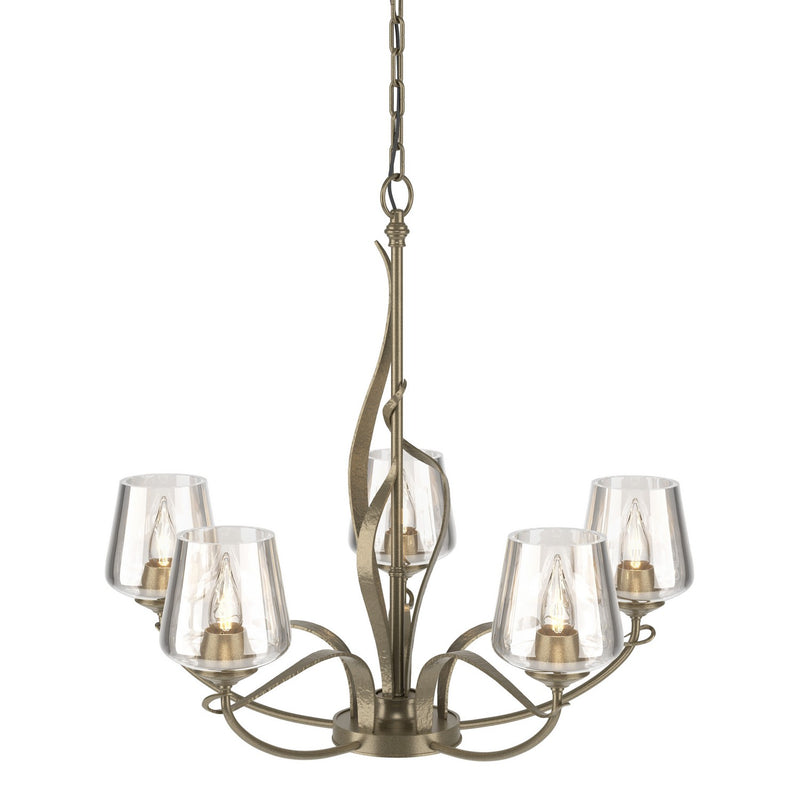 Hubbardton Forge 103040-SKT-84-ZM0236 Five Light Chandelier, Soft Gold