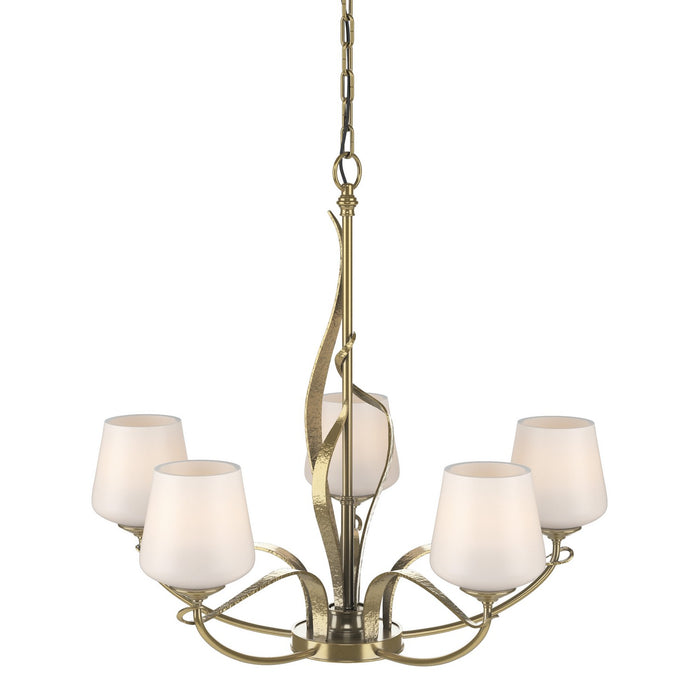 Hubbardton Forge 103040-SKT-86-GG0236 Five Light Chandelier, Modern Brass