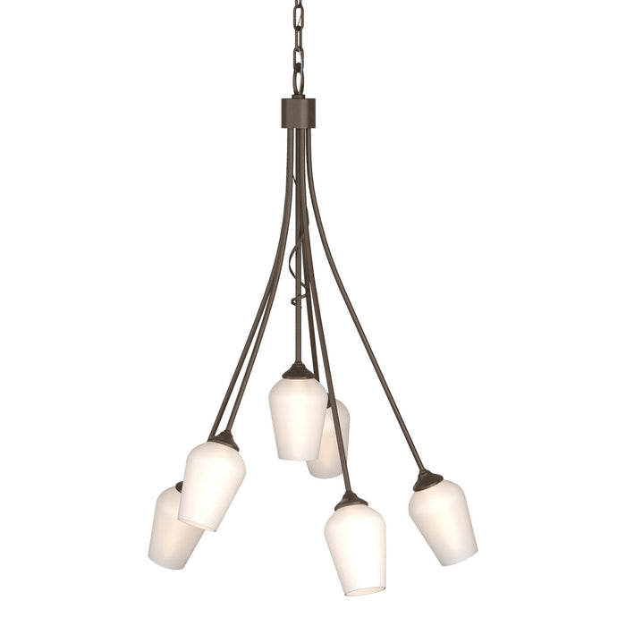 Hubbardton Forge 103043-SKT-05-GG0303 Six Light Chandelier, Bronze