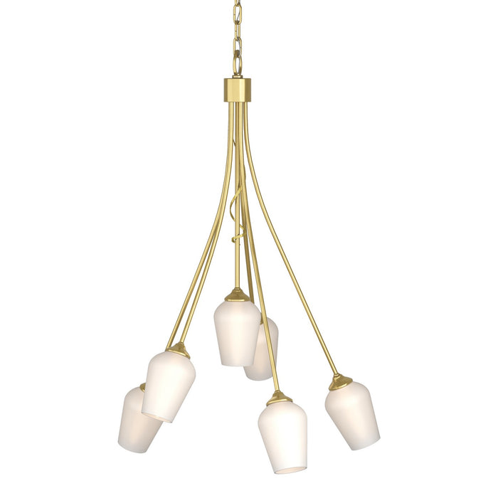 Hubbardton Forge 103043-SKT-86-GG0303 Six Light Chandelier, Modern Brass