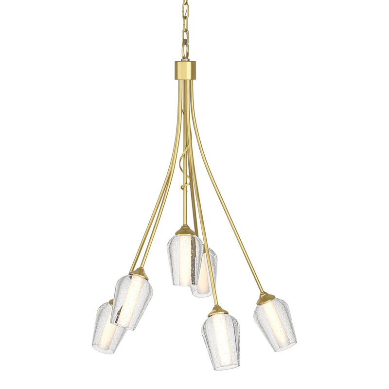 Hubbardton Forge 103043-SKT-86-ZS0354 Six Light Chandelier, Modern Brass
