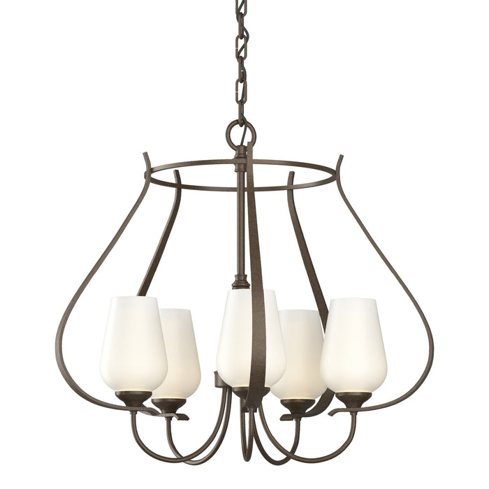 Hubbardton Forge 103045-SKT-05-GG0303 Five Light Chandelier, Bronze