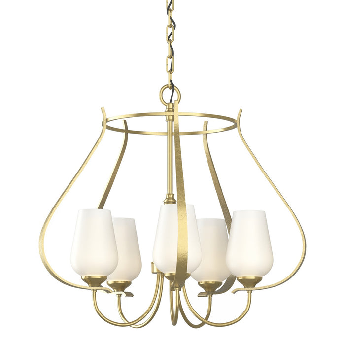Hubbardton Forge 103045-SKT-86-GG0303 Five Light Chandelier, Modern Brass