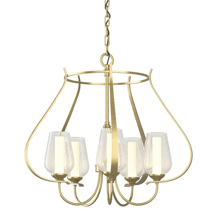 Hubbardton Forge 103045-SKT-86-ZS0354 Five Light Chandelier, Modern Brass