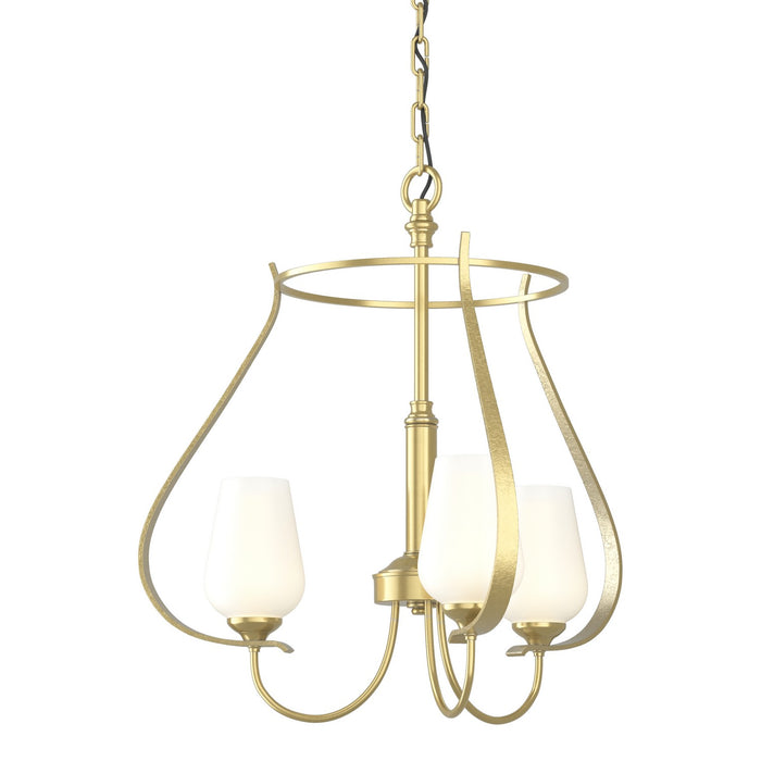 Hubbardton Forge 103047-SKT-86-GG0303 Three Light Chandelier, Modern Brass