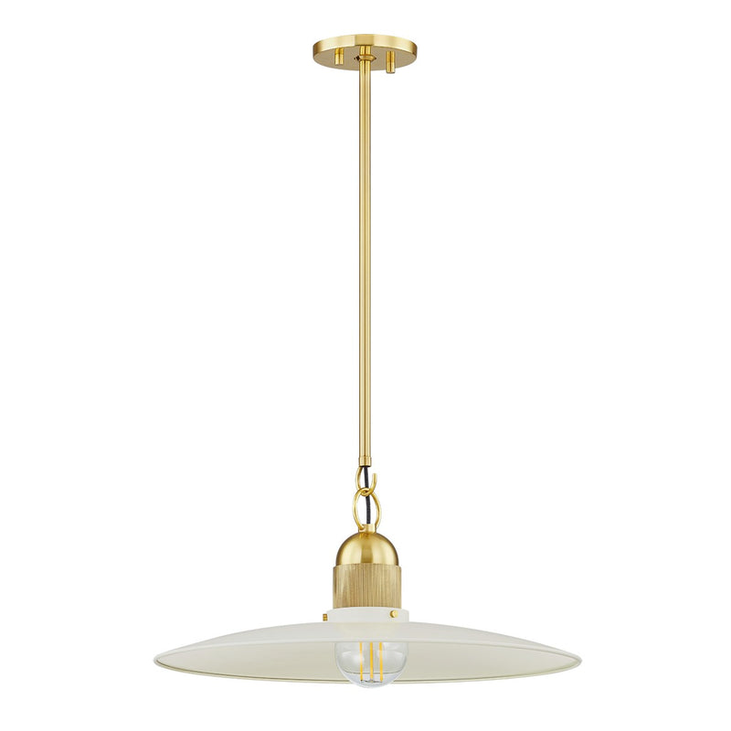 Mitzi H793701-AGB/SCR One Light Pendant, Aged Brass/Soft Cream