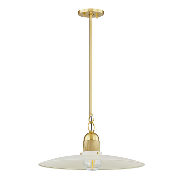 Mitzi H793701-AGB/SCR One Light Pendant, Aged Brass/Soft Cream