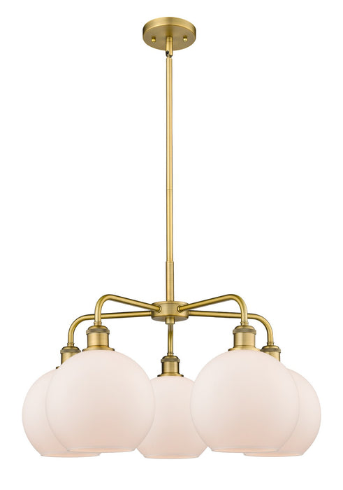 Innovations 516-5CR-BB-G121-8 Five Light Chandelier, Brushed Brass