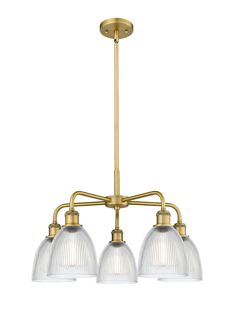 Innovations 516-5CR-BB-G382 Five Light Chandelier, Brushed Brass