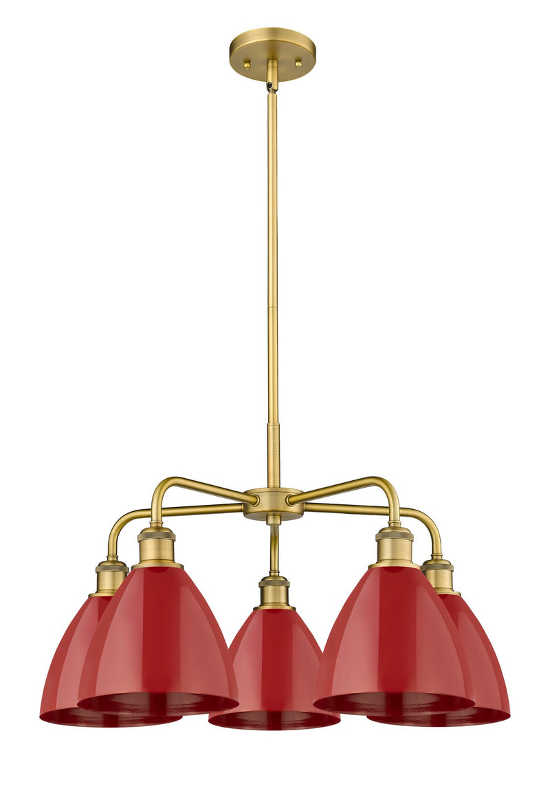 Innovations 516-5CR-BB-MBD-75-RD Five Light Chandelier, Brushed Brass