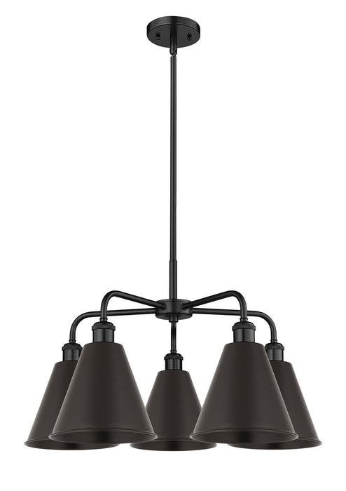 Innovations 516-5CR-BK-MBC-8-BK Five Light Chandelier, Matte Black
