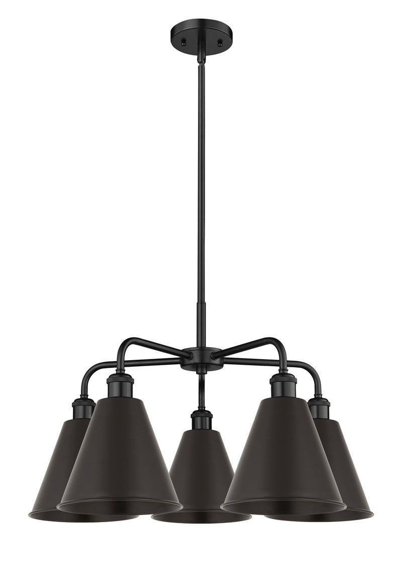 Innovations 516-5CR-BK-MBC-8-BK Five Light Chandelier, Matte Black