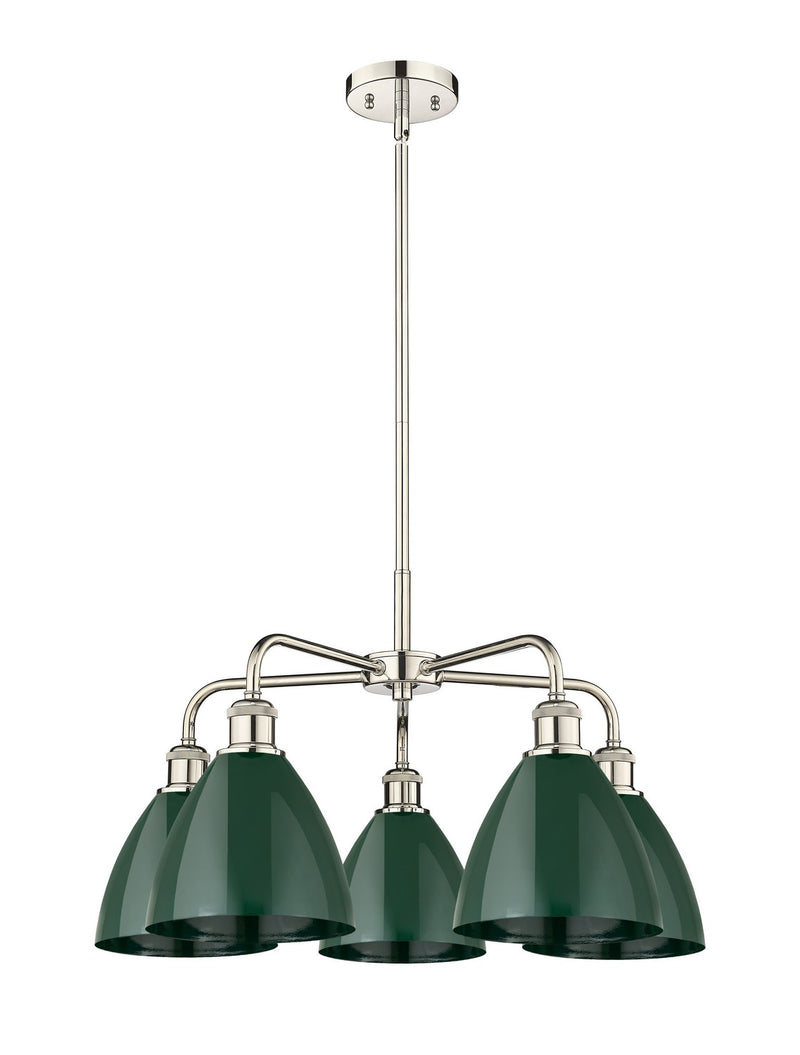 Innovations 516-5CR-PN-MBD-75-GR Five Light Chandelier, Polished Nickel