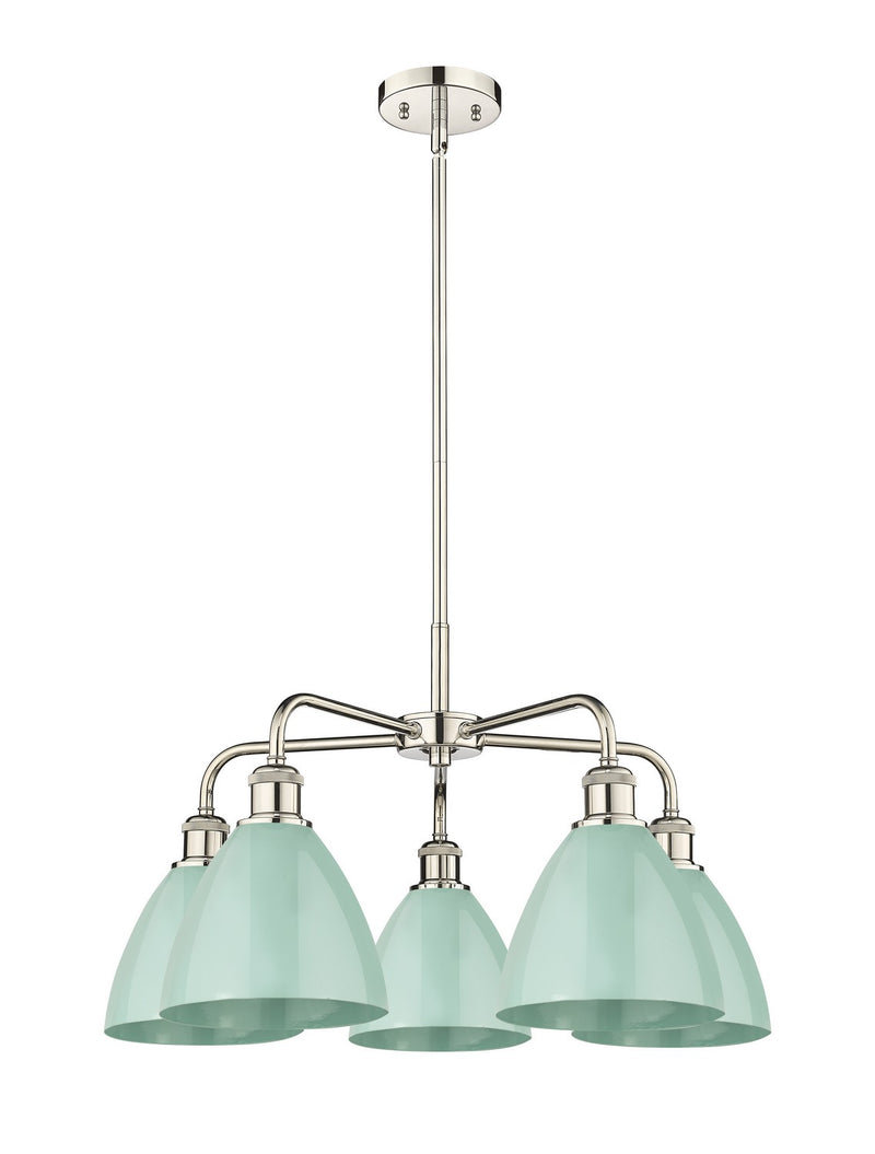 Innovations 516-5CR-PN-MBD-75-SF Five Light Chandelier, Polished Nickel