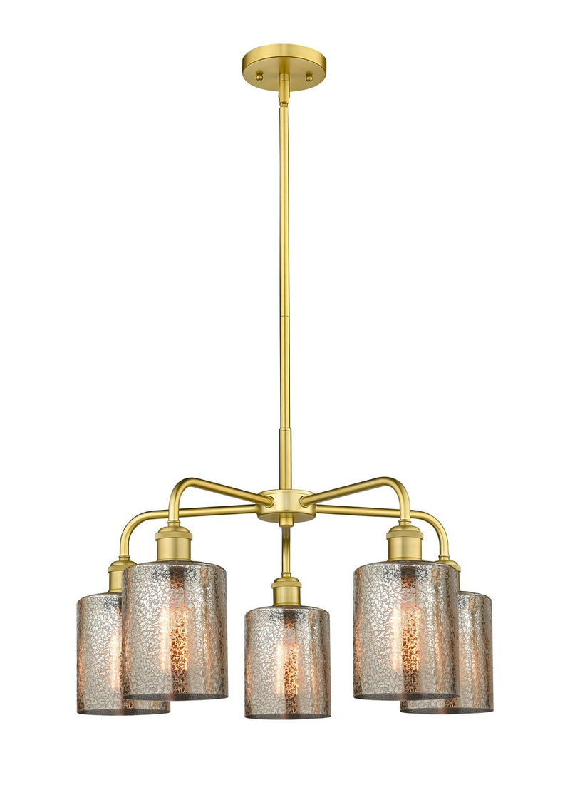 Innovations 516-5CR-SG-G116 Five Light Chandelier, Satin Gold