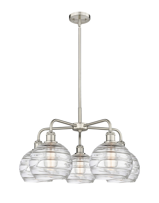 Innovations 516-5CR-SN-G1213-8 Five Light Chandelier, Satin Nickel