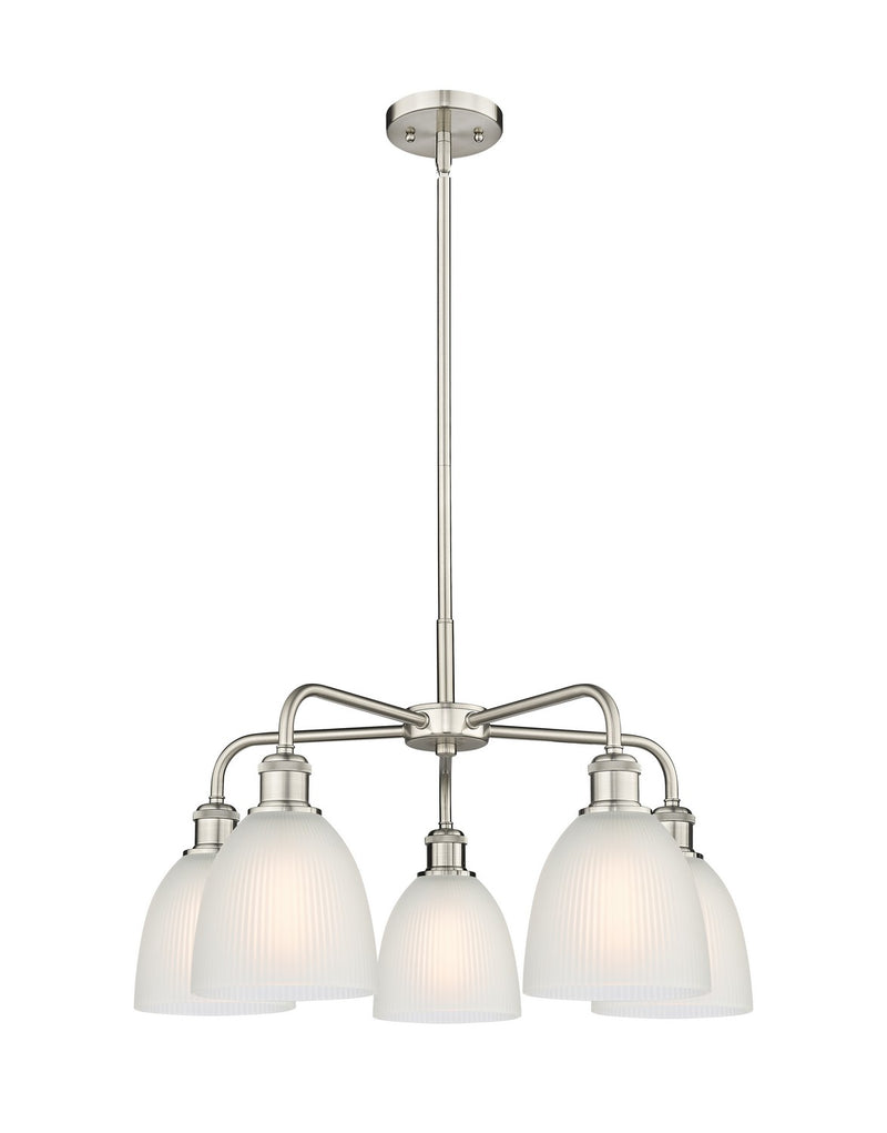 Innovations 516-5CR-SN-G381 Five Light Chandelier, Satin Nickel
