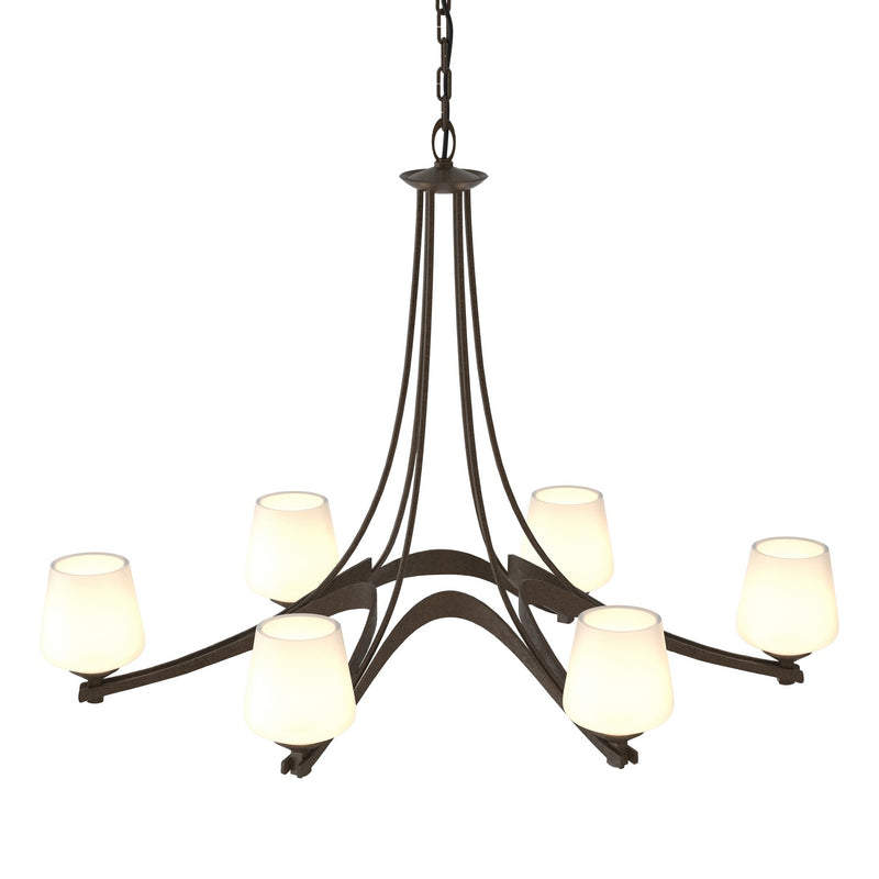 Hubbardton Forge 104106-SKT-05-GG0236 Six Light Chandelier, Bronze