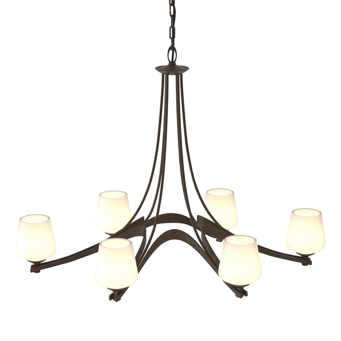 Hubbardton Forge 104106-SKT-05-GG0236 Six Light Chandelier, Bronze
