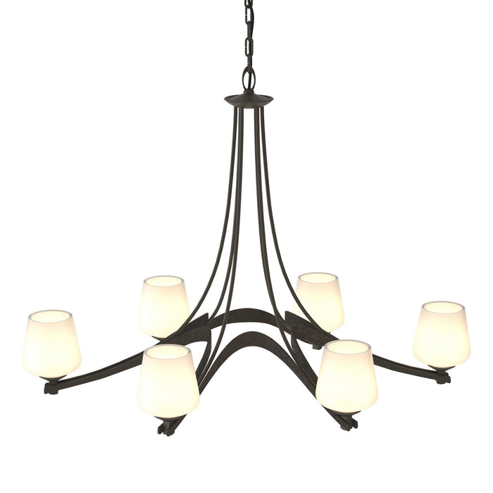 Hubbardton Forge 104106-SKT-07-GG0236 Six Light Chandelier, Dark Smoke