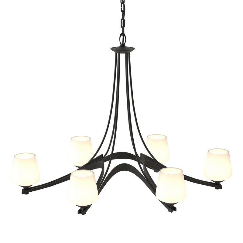 Hubbardton Forge 104106-SKT-10-GG0236 Six Light Chandelier, Black