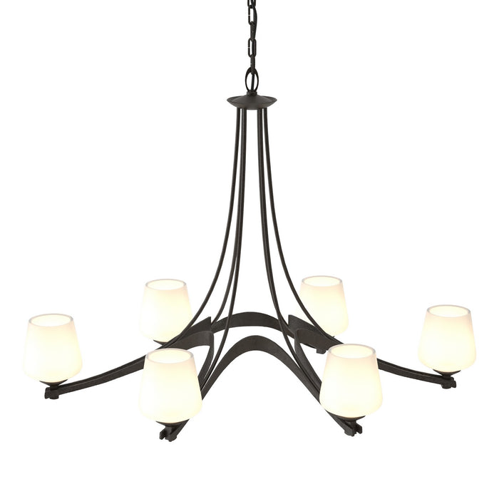 Hubbardton Forge 104106-SKT-14-GG0236 Six Light Chandelier, Oil Rubbed Bronze