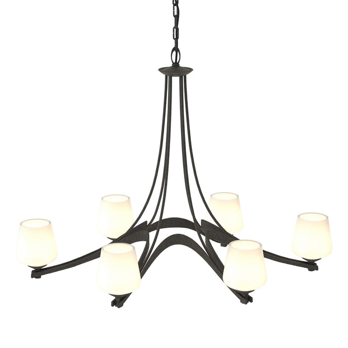 Hubbardton Forge 104106-SKT-20-GG0236 Six Light Chandelier, Natural Iron