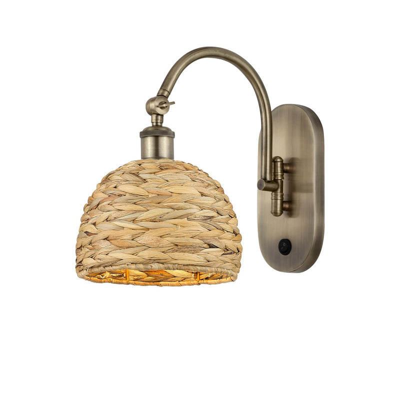 Innovations 518-1W-AB-RBD-8-NAT One Light Wall Sconce, Antique Brass