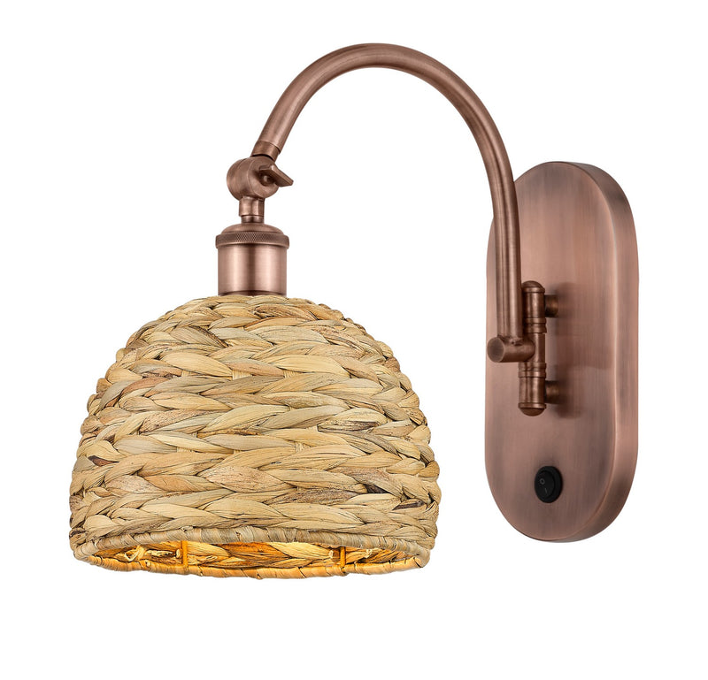 Innovations 518-1W-AC-RBD-8-NAT One Light Wall Sconce, Antique Copper