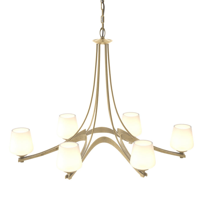 Hubbardton Forge 104106-SKT-86-GG0236 Six Light Chandelier, Modern Brass