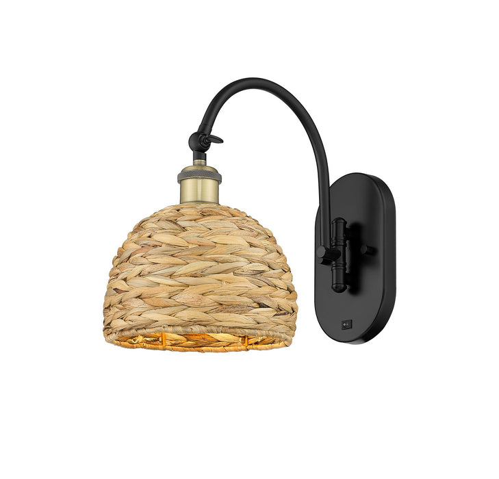 Innovations 518-1W-BAB-RBD-8-NAT One Light Wall Sconce, Black Antique Brass