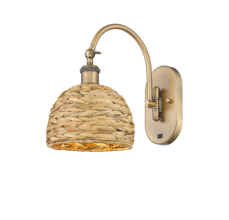 Innovations 518-1W-BB-RBD-8-NAT One Light Wall Sconce, Brushed Brass