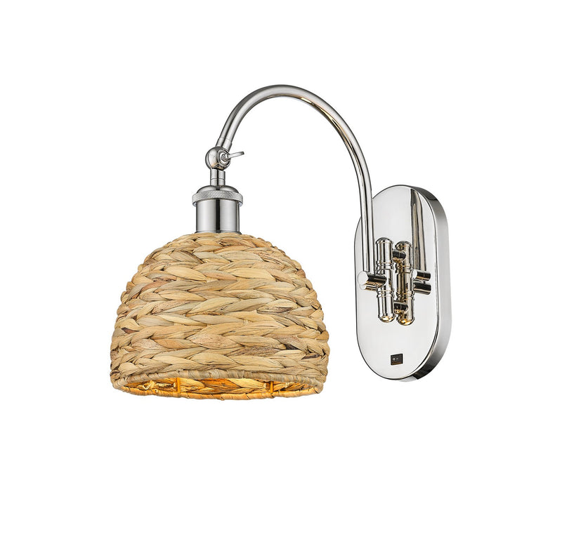 Innovations 518-1W-PN-RBD-8-NAT One Light Wall Sconce, Polished Nickel