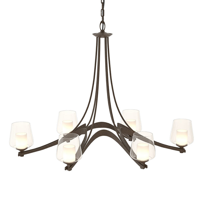 Hubbardton Forge 104116-SKT-05-ZU0291 Six Light Chandelier, Bronze