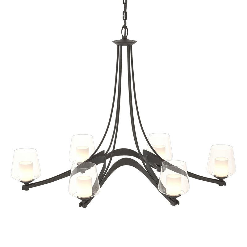 Hubbardton Forge 104116-SKT-10-ZU0291 Six Light Chandelier, Black