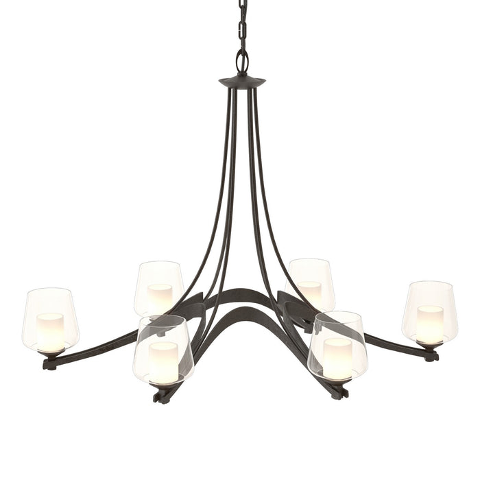Hubbardton Forge 104116-SKT-14-ZU0291 Six Light Chandelier, Oil Rubbed Bronze